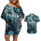 Personalised Power NAIDOC Week 2024 Couples Matching Off Shoulder Short Dress and Hawaiian Shirt Aussie Aboriginal Art