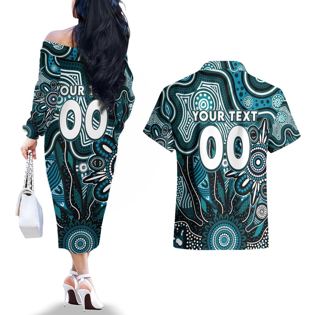 Personalised Power NAIDOC Week 2024 Couples Matching Off The Shoulder Long Sleeve Dress and Hawaiian Shirt Aussie Aboriginal Art