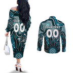 Personalised Power NAIDOC Week 2024 Couples Matching Off The Shoulder Long Sleeve Dress and Long Sleeve Button Shirt Aussie Aboriginal Art