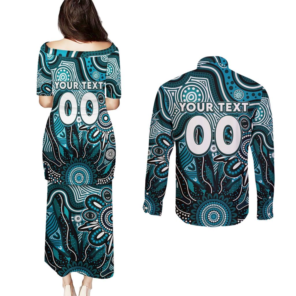 Personalised Power NAIDOC Week 2024 Couples Matching Puletasi and Long Sleeve Button Shirt Aussie Aboriginal Art