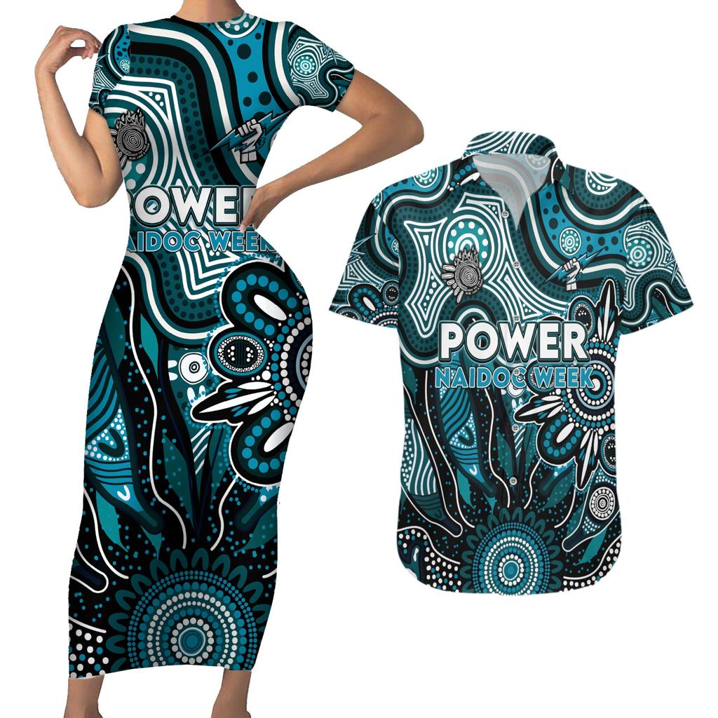 Personalised Power NAIDOC Week 2024 Couples Matching Short Sleeve Bodycon Dress and Hawaiian Shirt Aussie Aboriginal Art