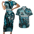 Personalised Power NAIDOC Week 2024 Couples Matching Short Sleeve Bodycon Dress and Hawaiian Shirt Aussie Aboriginal Art