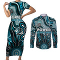 Personalised Power NAIDOC Week 2024 Couples Matching Short Sleeve Bodycon Dress and Long Sleeve Button Shirt Aussie Aboriginal Art
