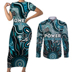 Personalised Power NAIDOC Week 2024 Couples Matching Short Sleeve Bodycon Dress and Long Sleeve Button Shirt Aussie Aboriginal Art