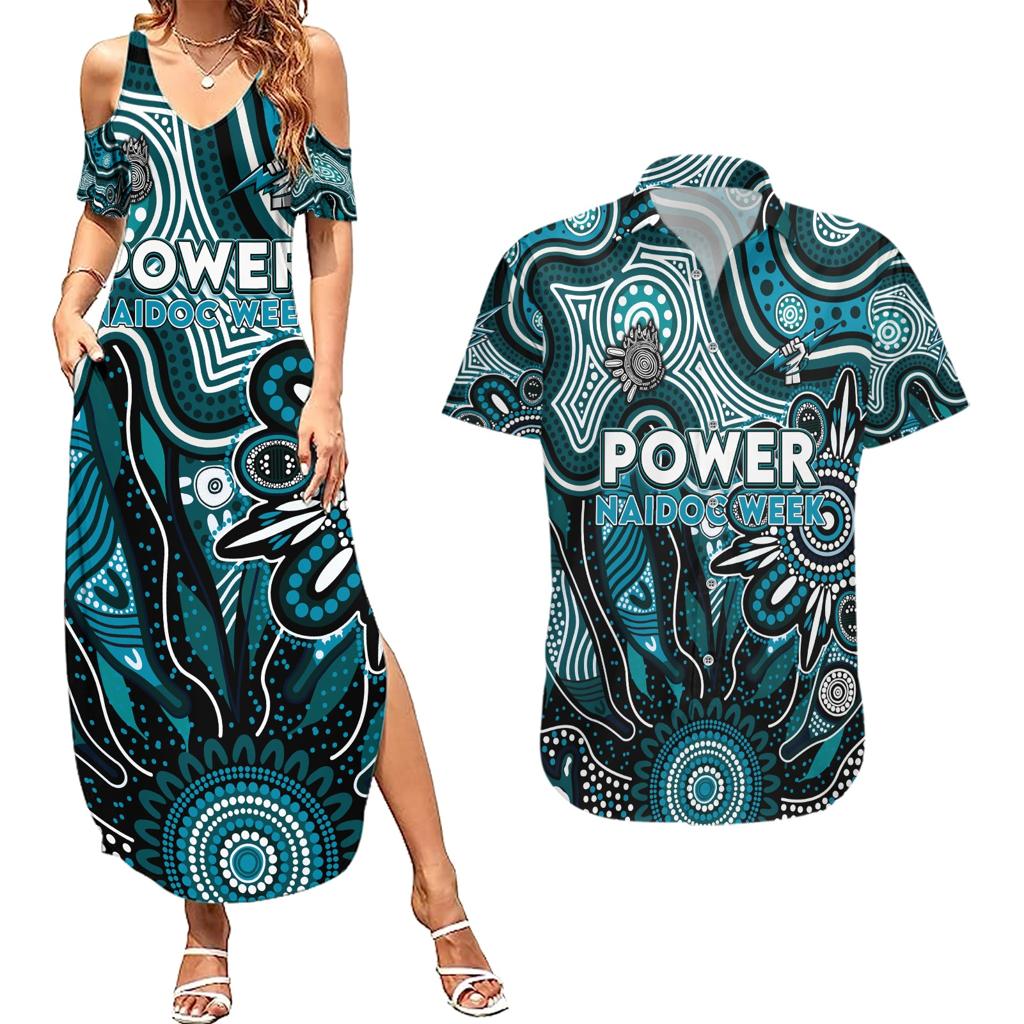 Personalised Power NAIDOC Week 2024 Couples Matching Summer Maxi Dress and Hawaiian Shirt Aussie Aboriginal Art