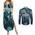 Personalised Power NAIDOC Week 2024 Couples Matching Summer Maxi Dress and Long Sleeve Button Shirt Aussie Aboriginal Art