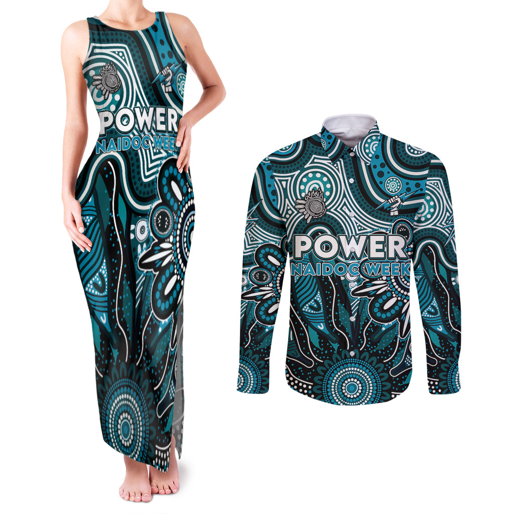 Personalised Power NAIDOC Week 2024 Couples Matching Tank Maxi Dress and Long Sleeve Button Shirt Aussie Aboriginal Art