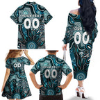 Personalised Power NAIDOC Week 2024 Family Matching Off The Shoulder Long Sleeve Dress and Hawaiian Shirt Aussie Aboriginal Art