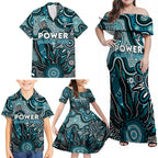 Personalised Power NAIDOC Week 2024 Family Matching Off Shoulder Maxi Dress and Hawaiian Shirt Aussie Aboriginal Art