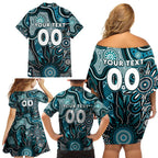 Personalised Power NAIDOC Week 2024 Family Matching Off Shoulder Short Dress and Hawaiian Shirt Aussie Aboriginal Art