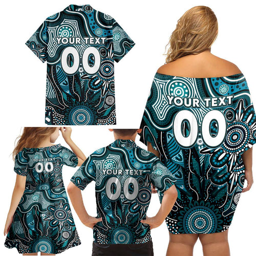 Personalised Power NAIDOC Week 2024 Family Matching Off Shoulder Short Dress and Hawaiian Shirt Aussie Aboriginal Art