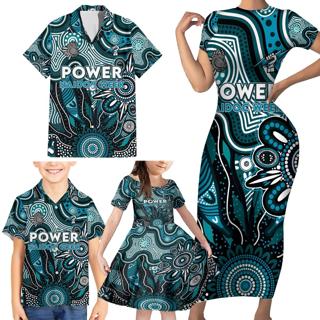Personalised Power NAIDOC Week 2024 Family Matching Short Sleeve Bodycon Dress and Hawaiian Shirt Aussie Aboriginal Art