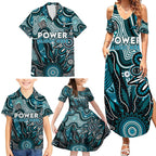 Personalised Power NAIDOC Week 2024 Family Matching Summer Maxi Dress and Hawaiian Shirt Aussie Aboriginal Art