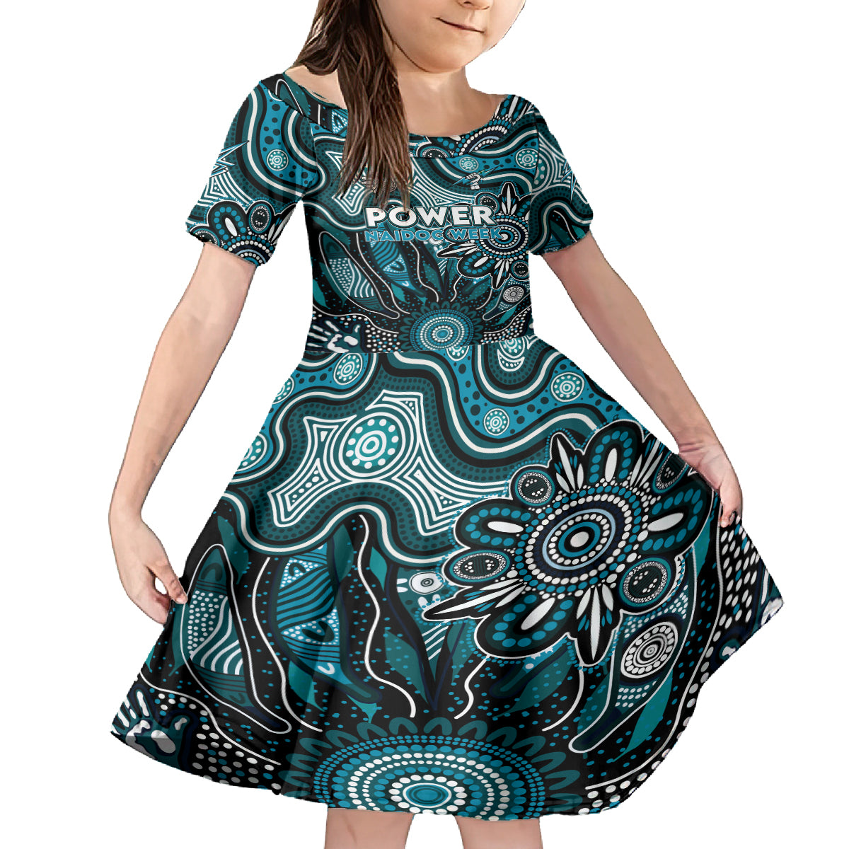 Personalised Power NAIDOC Week 2024 Kid Short Sleeve Dress Aussie Aboriginal Art