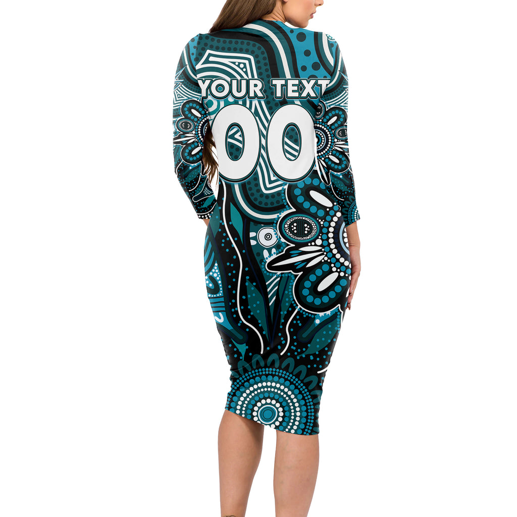 Personalised Power NAIDOC Week 2024 Long Sleeve Bodycon Dress Aussie Aboriginal Art