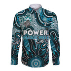 Personalised Power NAIDOC Week 2024 Long Sleeve Button Shirt Aussie Aboriginal Art