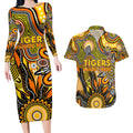 Personalised Tiger NAIDOC Week 2024 Couples Matching Long Sleeve Bodycon Dress and Hawaiian Shirt Aussie Aboriginal Art