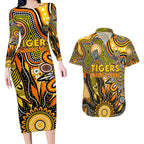 Personalised Tiger NAIDOC Week 2024 Couples Matching Long Sleeve Bodycon Dress and Hawaiian Shirt Aussie Aboriginal Art