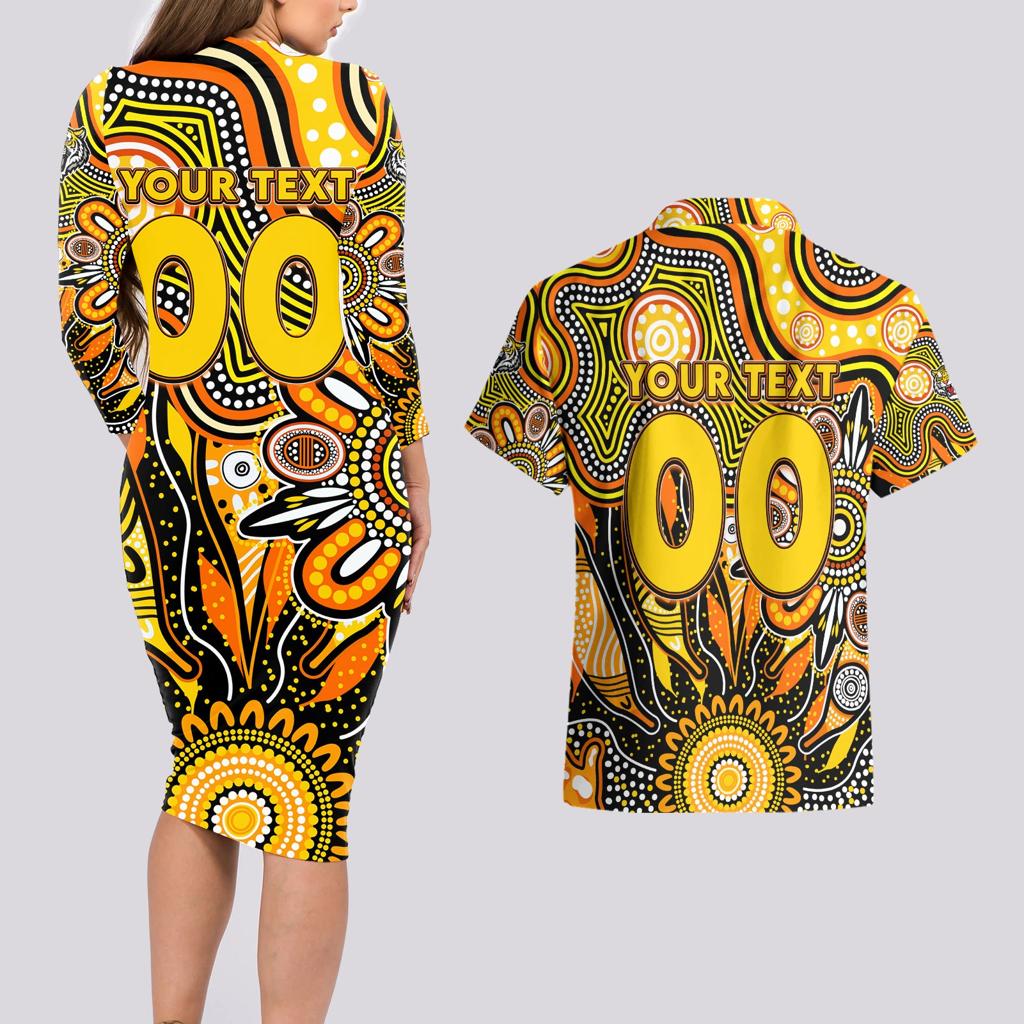 Personalised Tiger NAIDOC Week 2024 Couples Matching Long Sleeve Bodycon Dress and Hawaiian Shirt Aussie Aboriginal Art