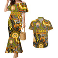 Personalised Tiger NAIDOC Week 2024 Couples Matching Mermaid Dress and Hawaiian Shirt Aussie Aboriginal Art
