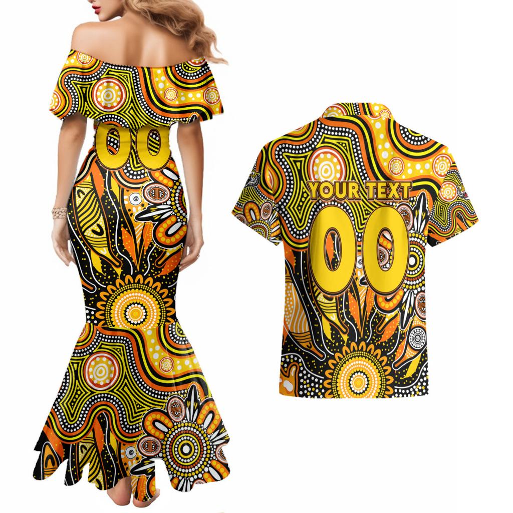 Personalised Tiger NAIDOC Week 2024 Couples Matching Mermaid Dress and Hawaiian Shirt Aussie Aboriginal Art