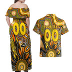 Personalised Tiger NAIDOC Week 2024 Couples Matching Off Shoulder Maxi Dress and Hawaiian Shirt Aussie Aboriginal Art