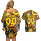 Personalised Tiger NAIDOC Week 2024 Couples Matching Off Shoulder Short Dress and Hawaiian Shirt Aussie Aboriginal Art