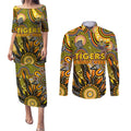 Personalised Tiger NAIDOC Week 2024 Couples Matching Puletasi and Long Sleeve Button Shirt Aussie Aboriginal Art