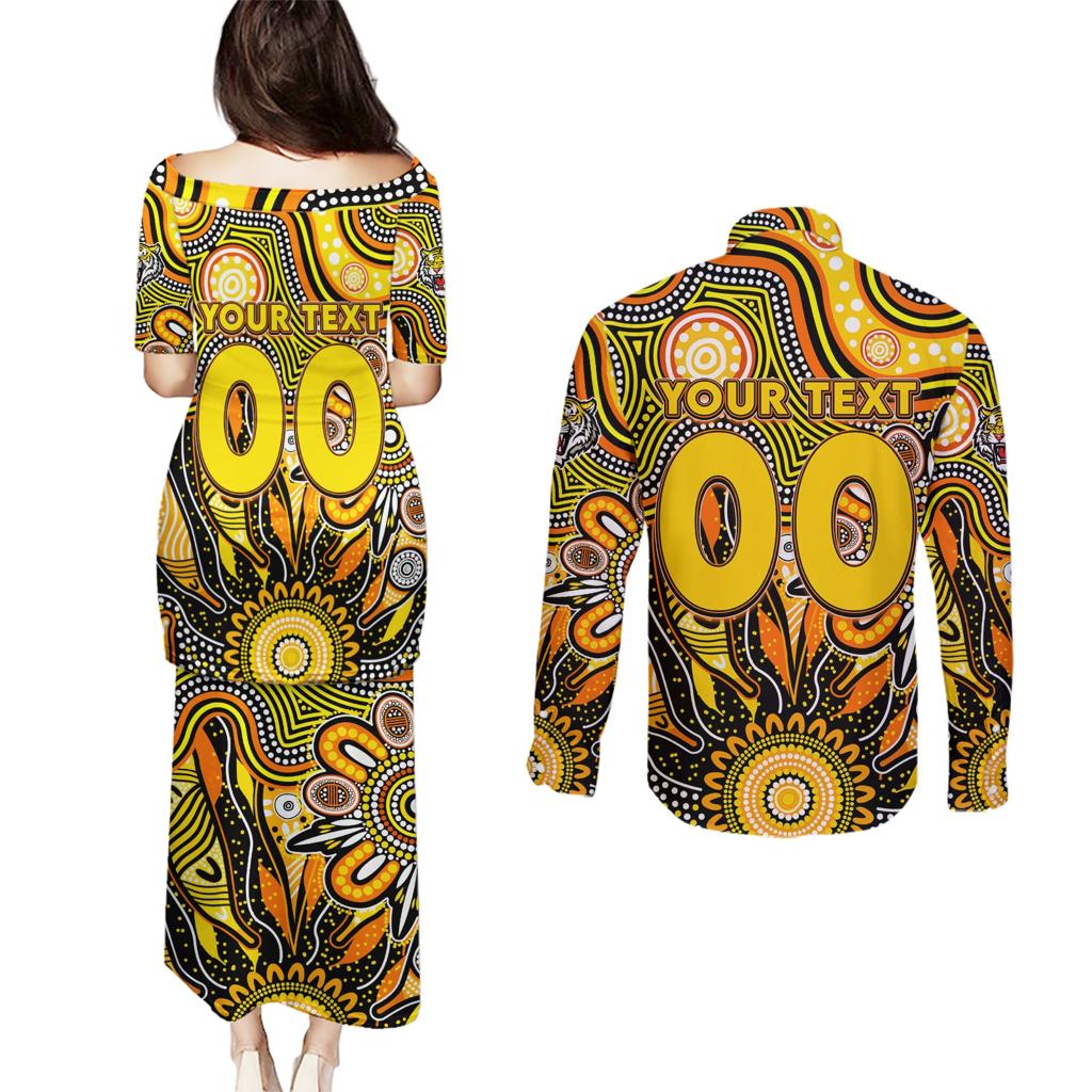 Personalised Tiger NAIDOC Week 2024 Couples Matching Puletasi and Long Sleeve Button Shirt Aussie Aboriginal Art