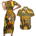 Personalised Tiger NAIDOC Week 2024 Couples Matching Short Sleeve Bodycon Dress and Hawaiian Shirt Aussie Aboriginal Art