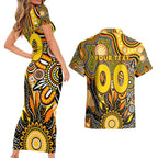 Personalised Tiger NAIDOC Week 2024 Couples Matching Short Sleeve Bodycon Dress and Hawaiian Shirt Aussie Aboriginal Art