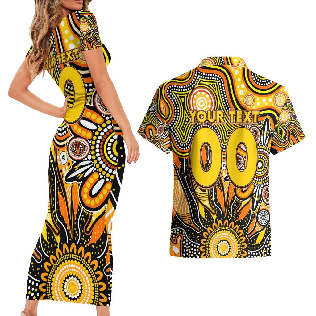 Personalised Tiger NAIDOC Week 2024 Couples Matching Short Sleeve Bodycon Dress and Hawaiian Shirt Aussie Aboriginal Art