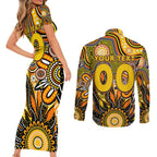 Personalised Tiger NAIDOC Week 2024 Couples Matching Short Sleeve Bodycon Dress and Long Sleeve Button Shirt Aussie Aboriginal Art