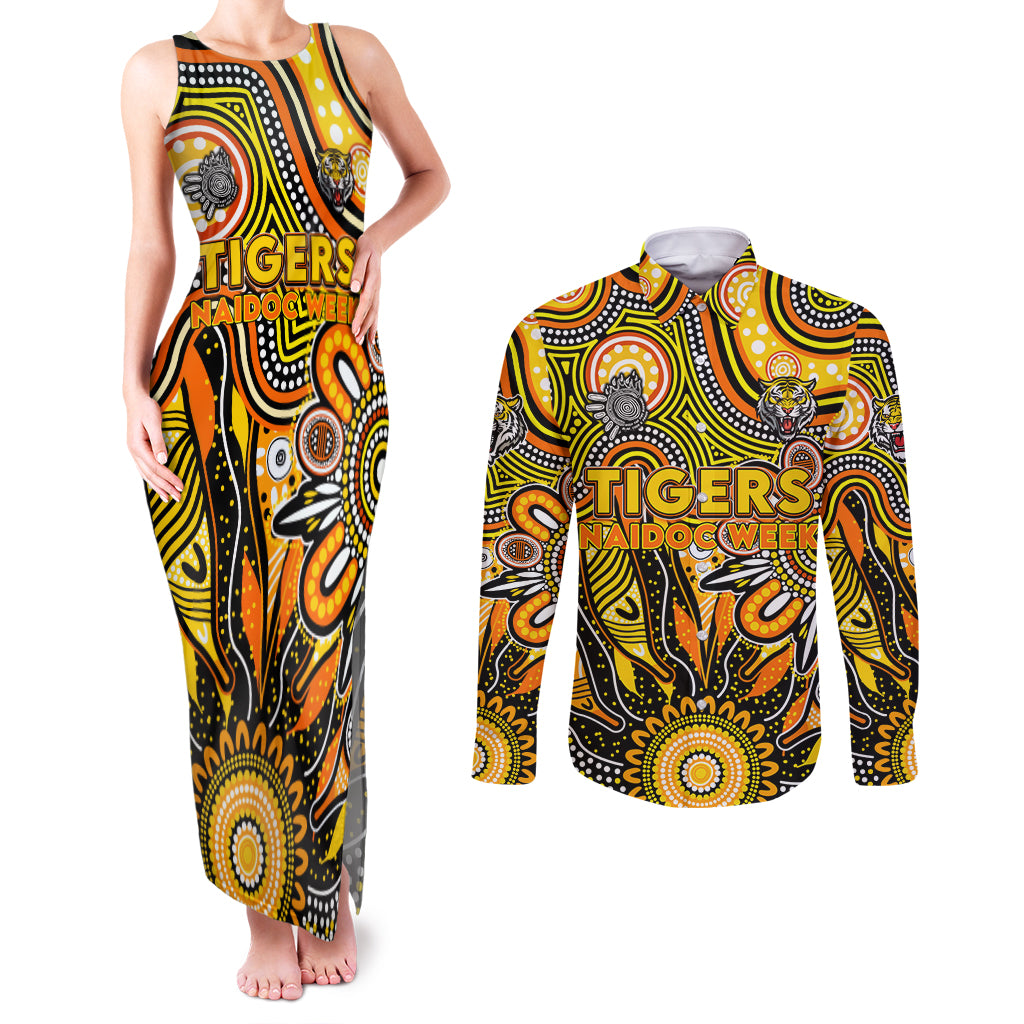 Personalised Tiger NAIDOC Week 2024 Couples Matching Tank Maxi Dress and Long Sleeve Button Shirt Aussie Aboriginal Art
