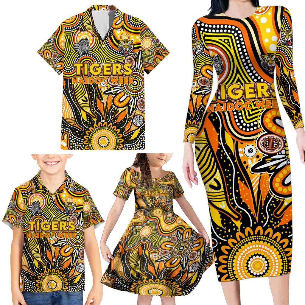 Personalised Tiger NAIDOC Week 2024 Family Matching Long Sleeve Bodycon Dress and Hawaiian Shirt Aussie Aboriginal Art