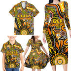 Personalised Tiger NAIDOC Week 2024 Family Matching Long Sleeve Bodycon Dress and Hawaiian Shirt Aussie Aboriginal Art