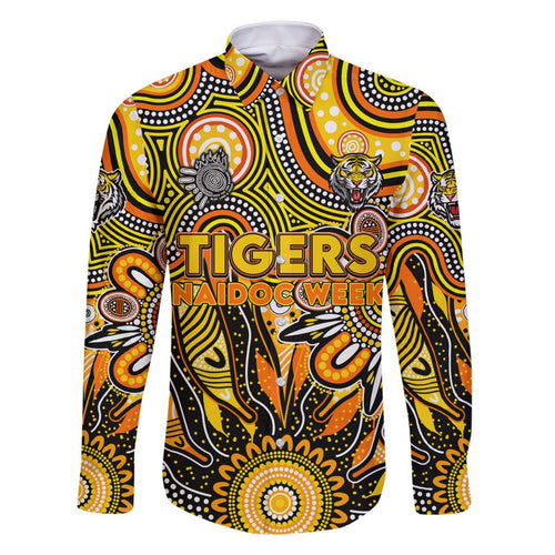 Personalised Tiger NAIDOC Week 2024 Family Matching Long Sleeve Bodycon Dress and Hawaiian Shirt Aussie Aboriginal Art