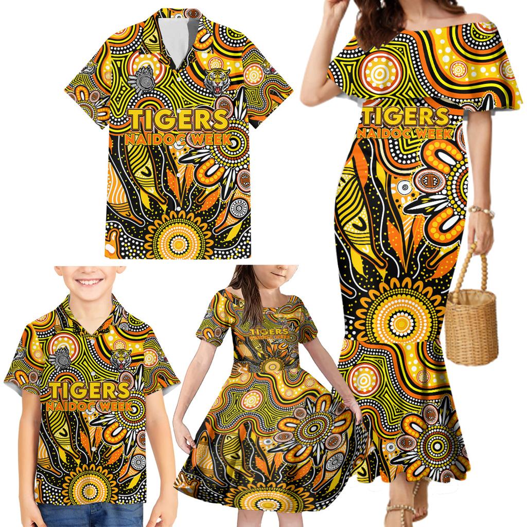 Personalised Tiger NAIDOC Week 2024 Family Matching Mermaid Dress and Hawaiian Shirt Aussie Aboriginal Art