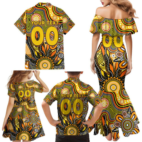 Personalised Tiger NAIDOC Week 2024 Family Matching Mermaid Dress and Hawaiian Shirt Aussie Aboriginal Art