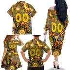 Personalised Tiger NAIDOC Week 2024 Family Matching Off The Shoulder Long Sleeve Dress and Hawaiian Shirt Aussie Aboriginal Art