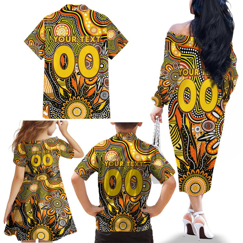 Personalised Tiger NAIDOC Week 2024 Family Matching Off The Shoulder Long Sleeve Dress and Hawaiian Shirt Aussie Aboriginal Art