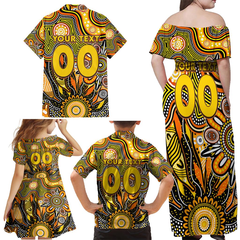Personalised Tiger NAIDOC Week 2024 Family Matching Off Shoulder Maxi Dress and Hawaiian Shirt Aussie Aboriginal Art