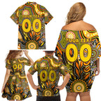 Personalised Tiger NAIDOC Week 2024 Family Matching Off Shoulder Short Dress and Hawaiian Shirt Aussie Aboriginal Art