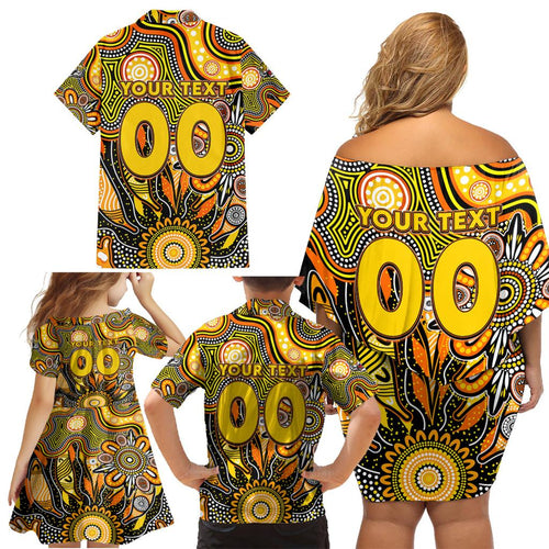 Personalised Tiger NAIDOC Week 2024 Family Matching Off Shoulder Short Dress and Hawaiian Shirt Aussie Aboriginal Art