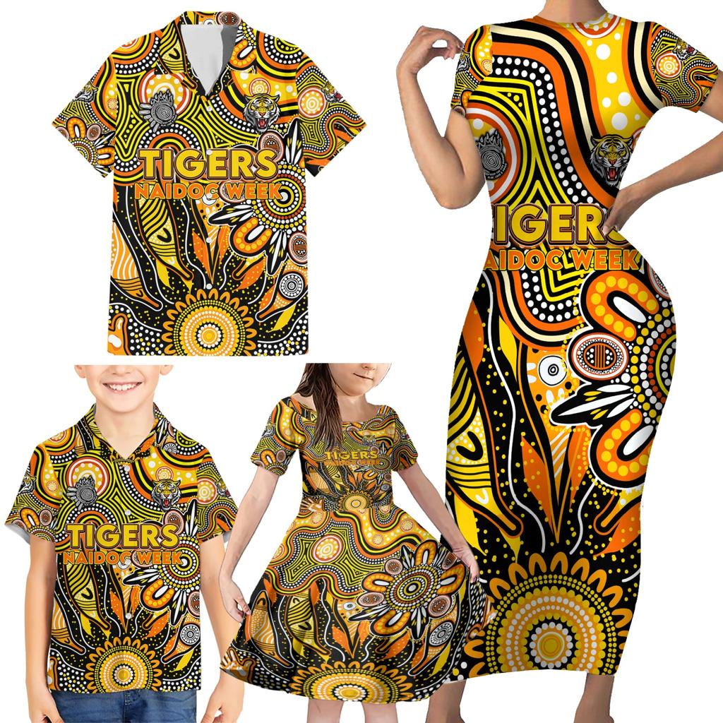 Personalised Tiger NAIDOC Week 2024 Family Matching Short Sleeve Bodycon Dress and Hawaiian Shirt Aussie Aboriginal Art