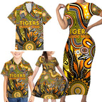Personalised Tiger NAIDOC Week 2024 Family Matching Short Sleeve Bodycon Dress and Hawaiian Shirt Aussie Aboriginal Art