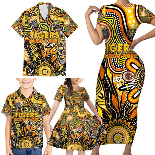 Personalised Tiger NAIDOC Week 2024 Family Matching Short Sleeve Bodycon Dress and Hawaiian Shirt Aussie Aboriginal Art