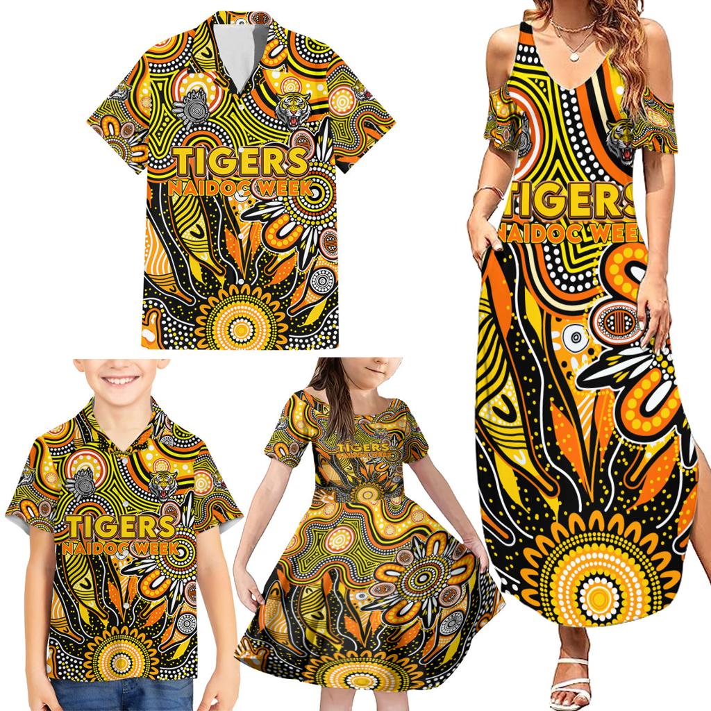 Personalised Tiger NAIDOC Week 2024 Family Matching Summer Maxi Dress and Hawaiian Shirt Aussie Aboriginal Art