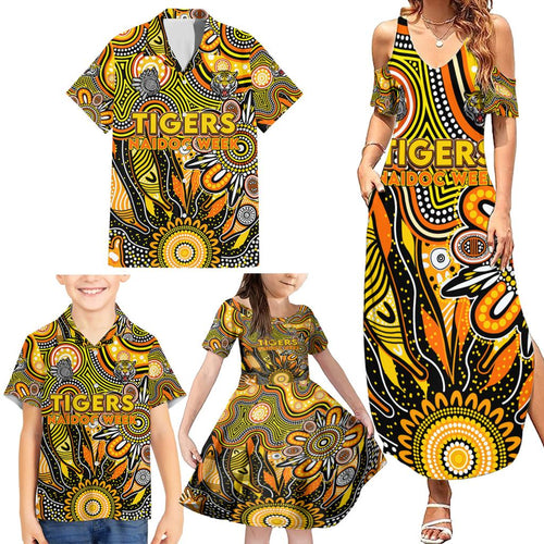 Personalised Tiger NAIDOC Week 2024 Family Matching Summer Maxi Dress and Hawaiian Shirt Aussie Aboriginal Art