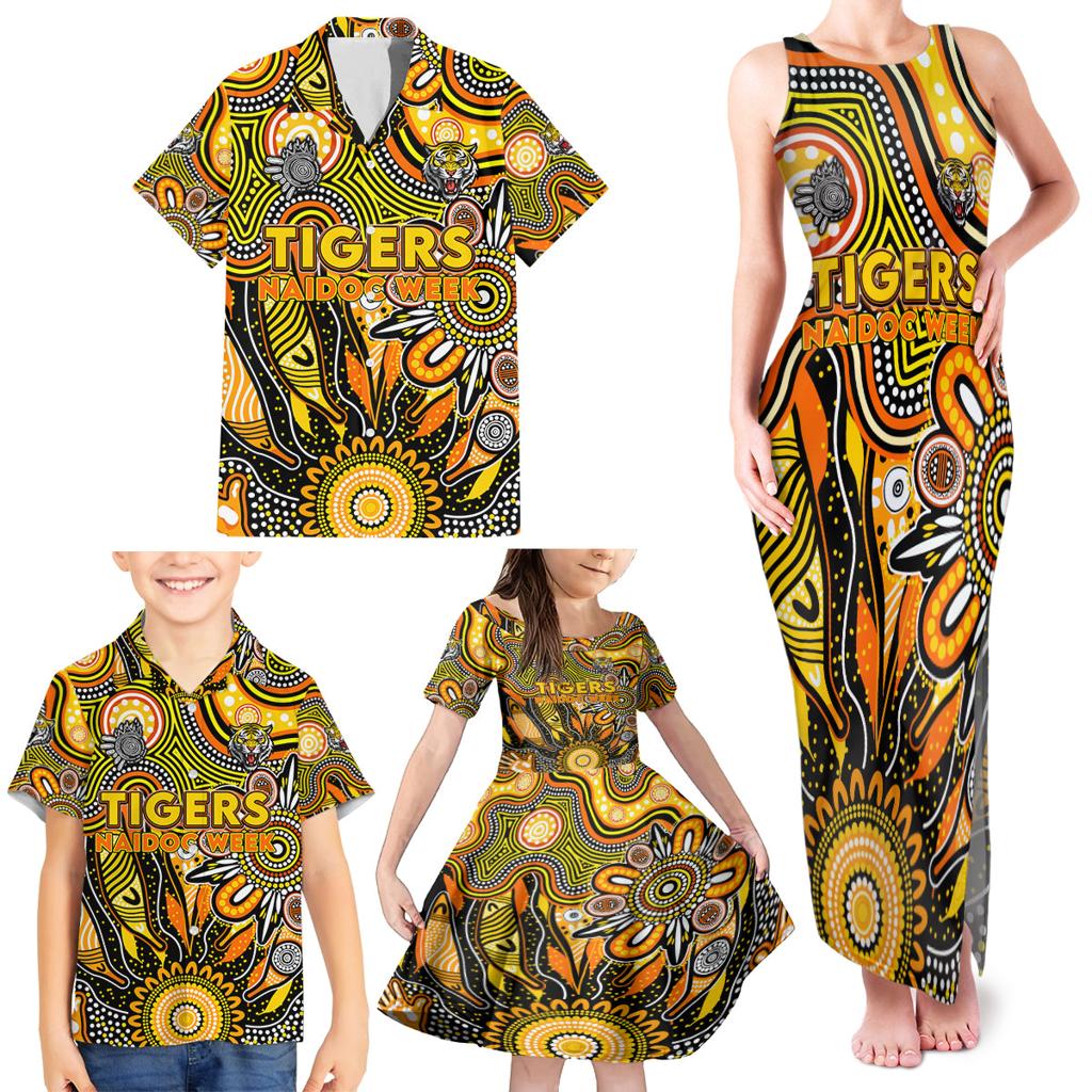 Personalised Tiger NAIDOC Week 2024 Family Matching Tank Maxi Dress and Hawaiian Shirt Aussie Aboriginal Art